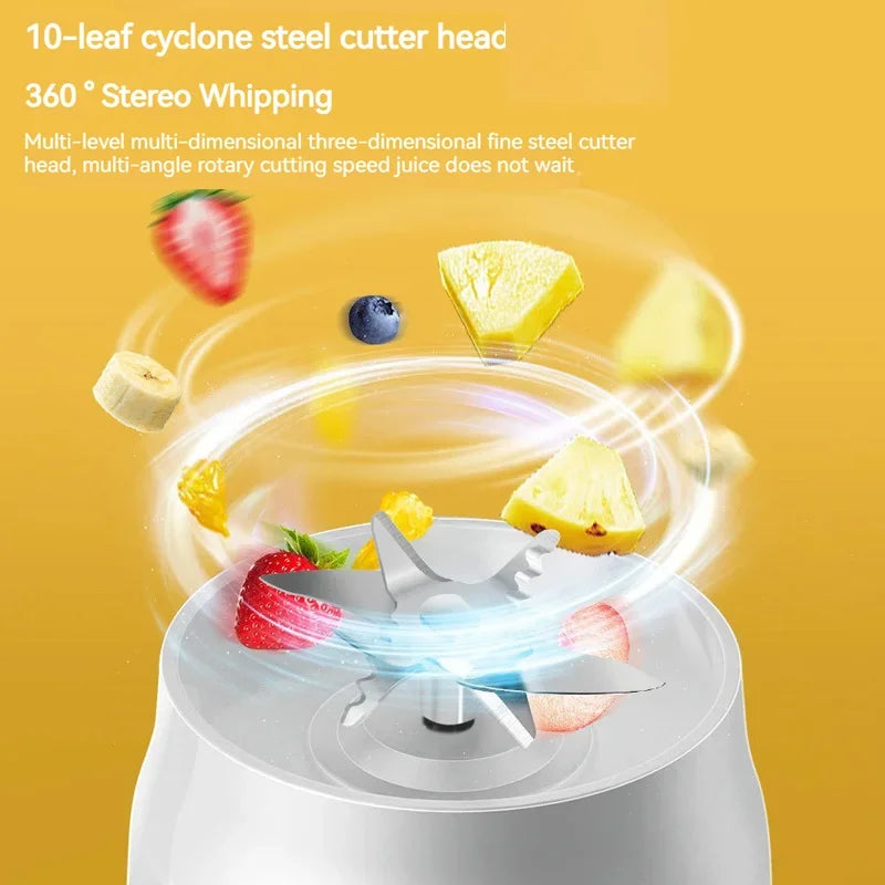 Portable Wireless Blender Electric Fruit Juicer Machine For Orange Ice Crushing 10 Blade Auxiliary Food Machine 1500mA Mixer
