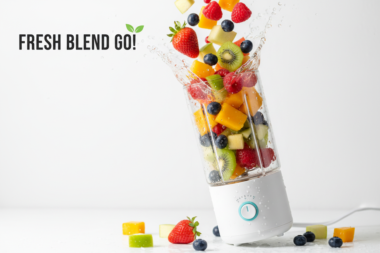 Bannière fruits et blender